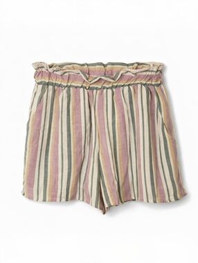 The Cove Lavender & Green Striped Paperbag Shorts Women’s M Elastic Waist